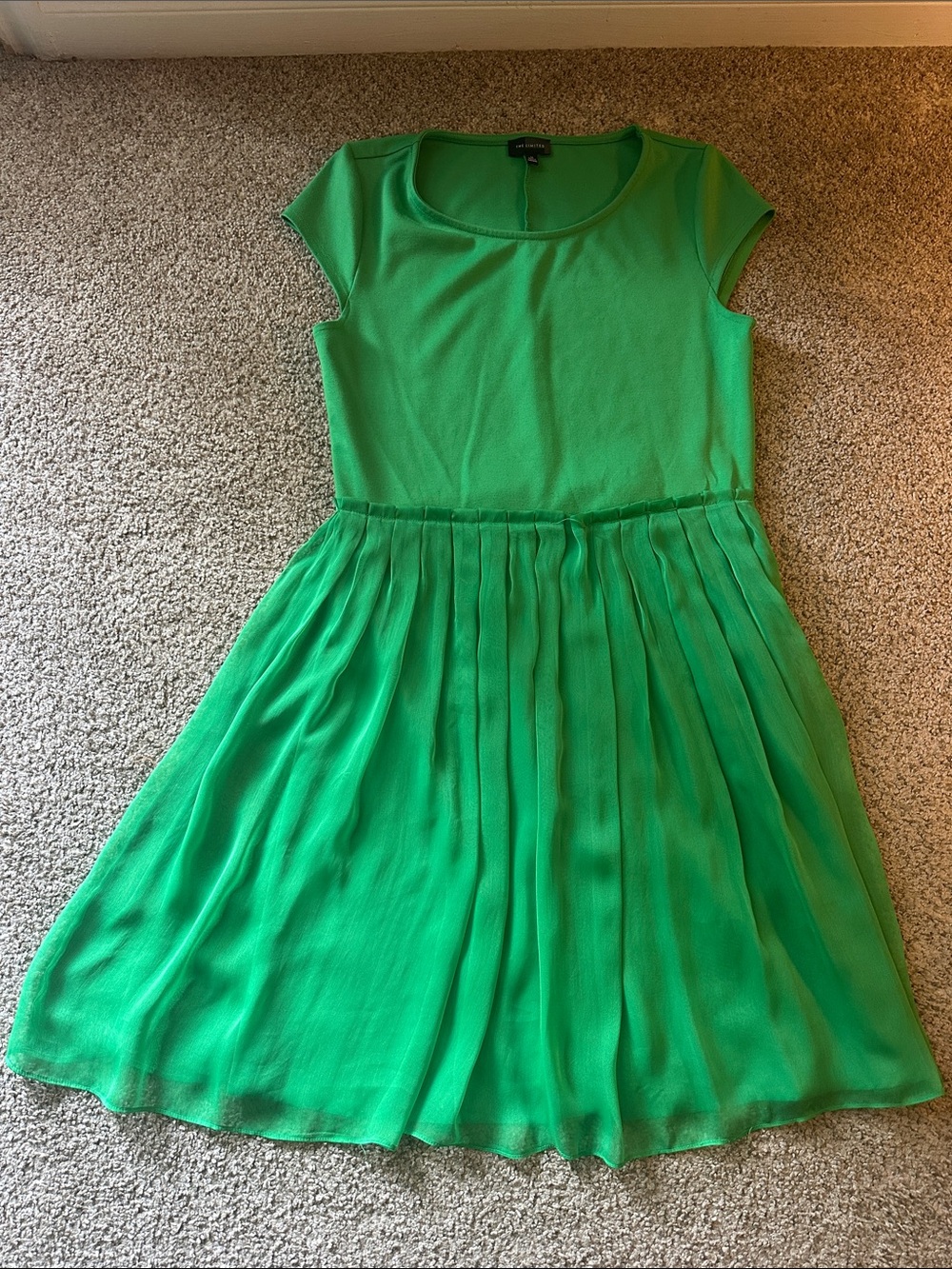 The Limited Bright Green Pleated Skirt Dress